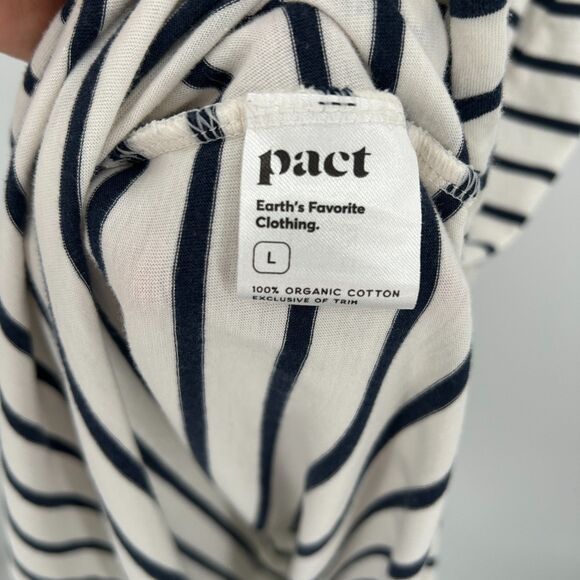 PACT White Black Stripe Scoop Neck Organic Cotton Softspun Tank Midi Dress Large - Picture 5 of 6